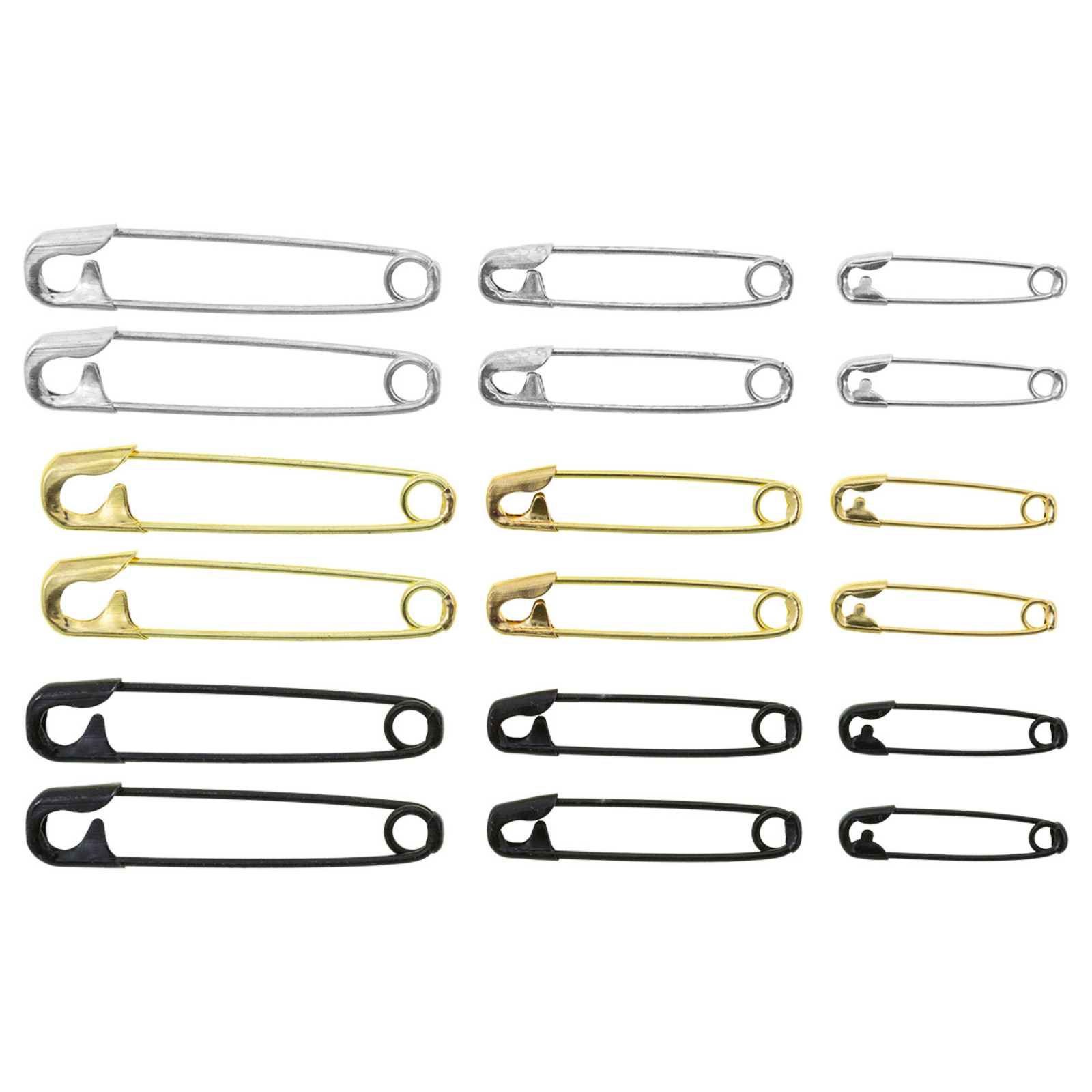 Sicherheitsnadeln ST 27/38/51mm silber/gold/schwarz