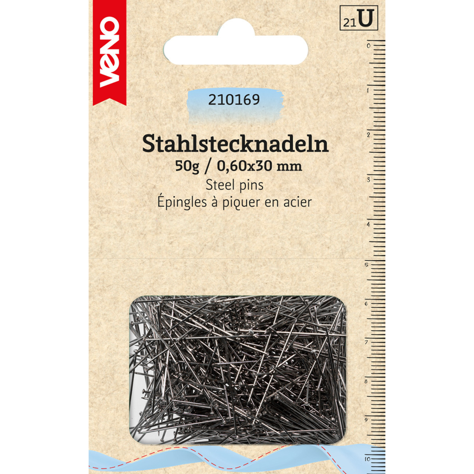 Stahlstecknadeln 0,60 x 30 mm silberfarbig 50 g