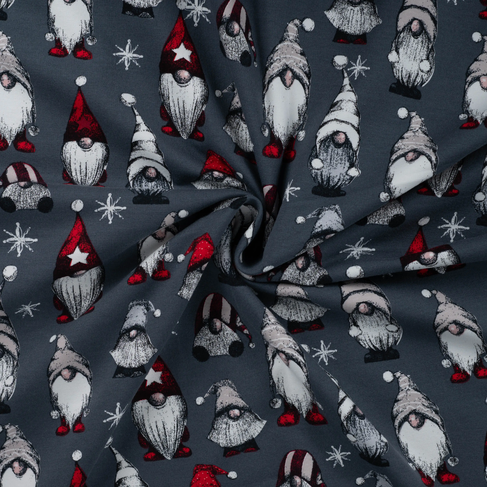 🎄Sweat French Terry Stoff - Weihnachten - Zwerge Grau