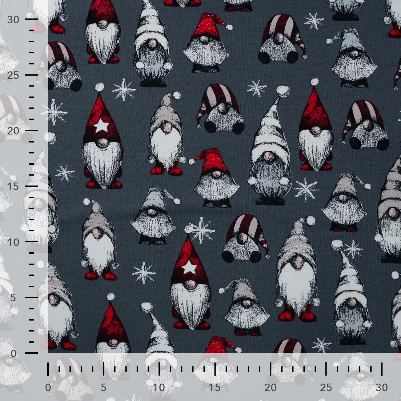 🎄Sweat French Terry Stoff - Weihnachten - Zwerge Grau