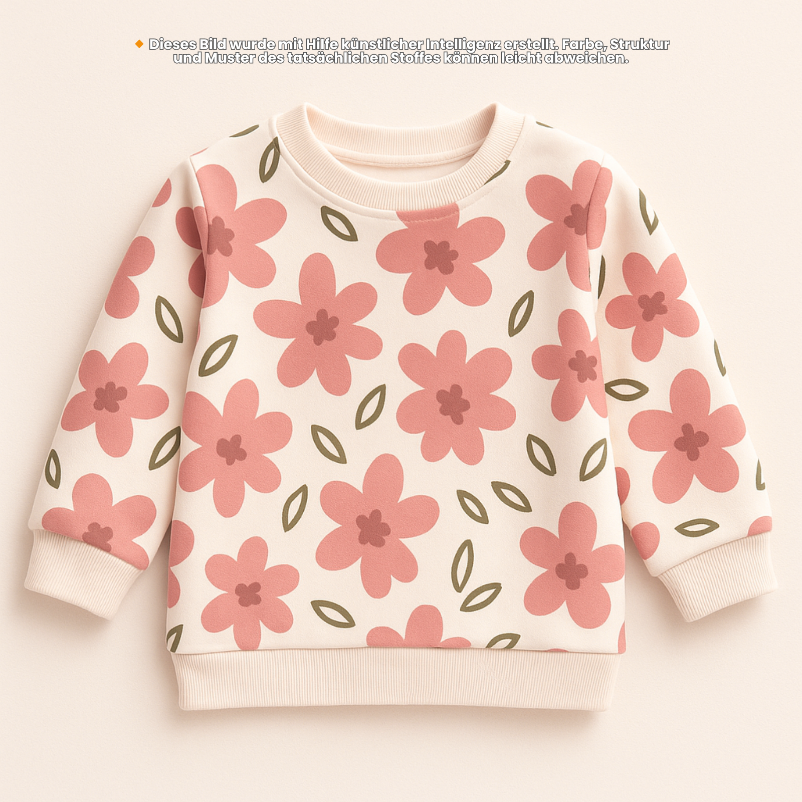 🌸Sweat French Terry Stoff Digitaldruck - rosa Blümchen - wollweiß