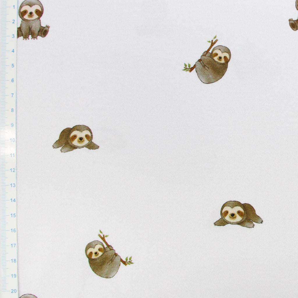 🦥 Baumwolle Jersey Stoff Digitaldruck - süße Faultiere