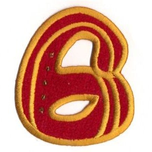 Applikation "6" rot zum Aufbügeln