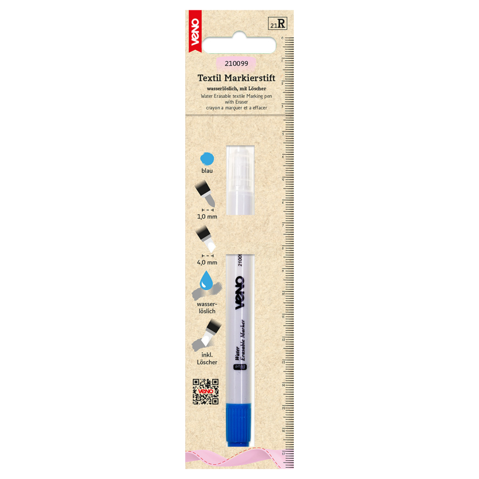 Textil Markierstift wasserlöslich mit Löscher