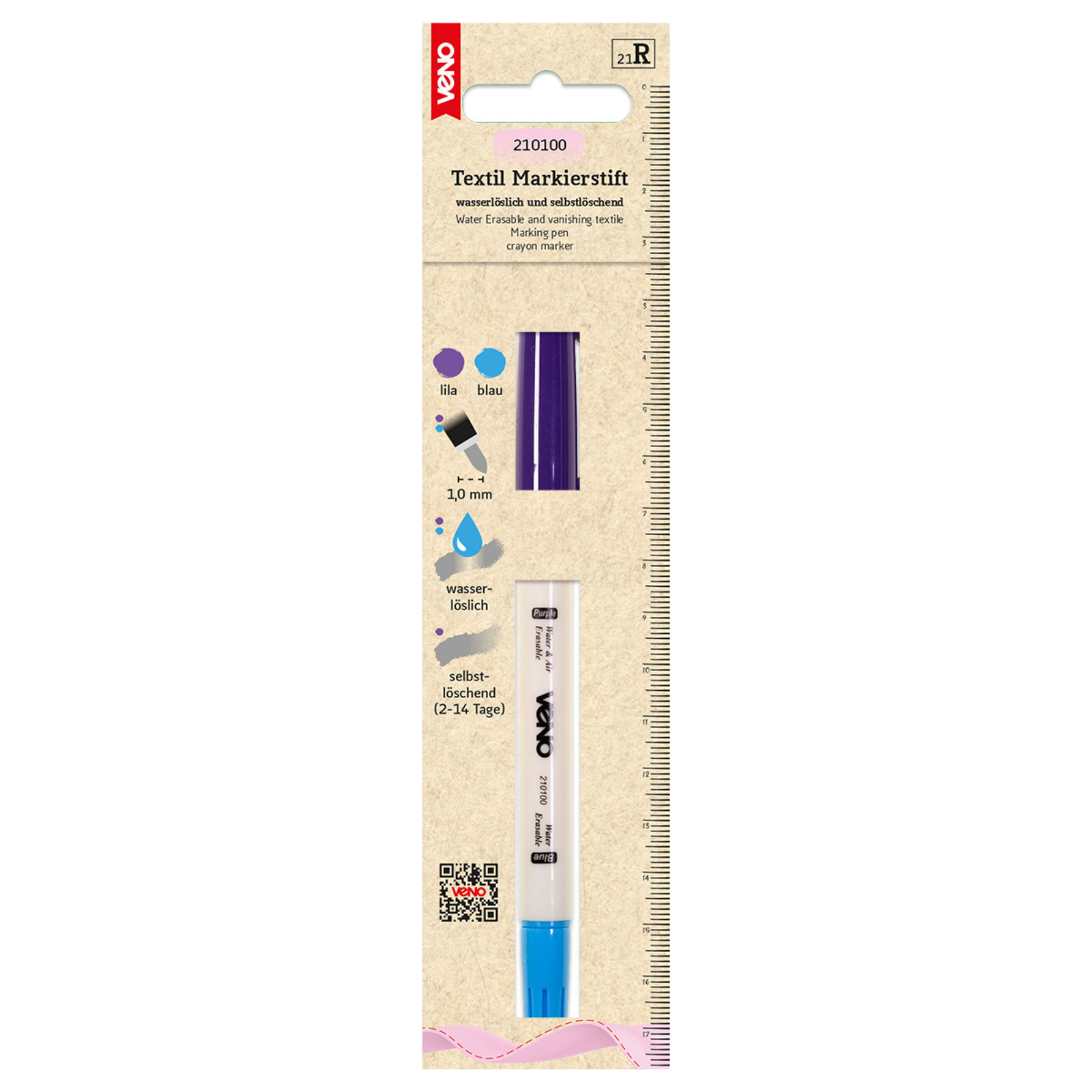 Textil Markierstift wasserlöslich und selbstlöschend