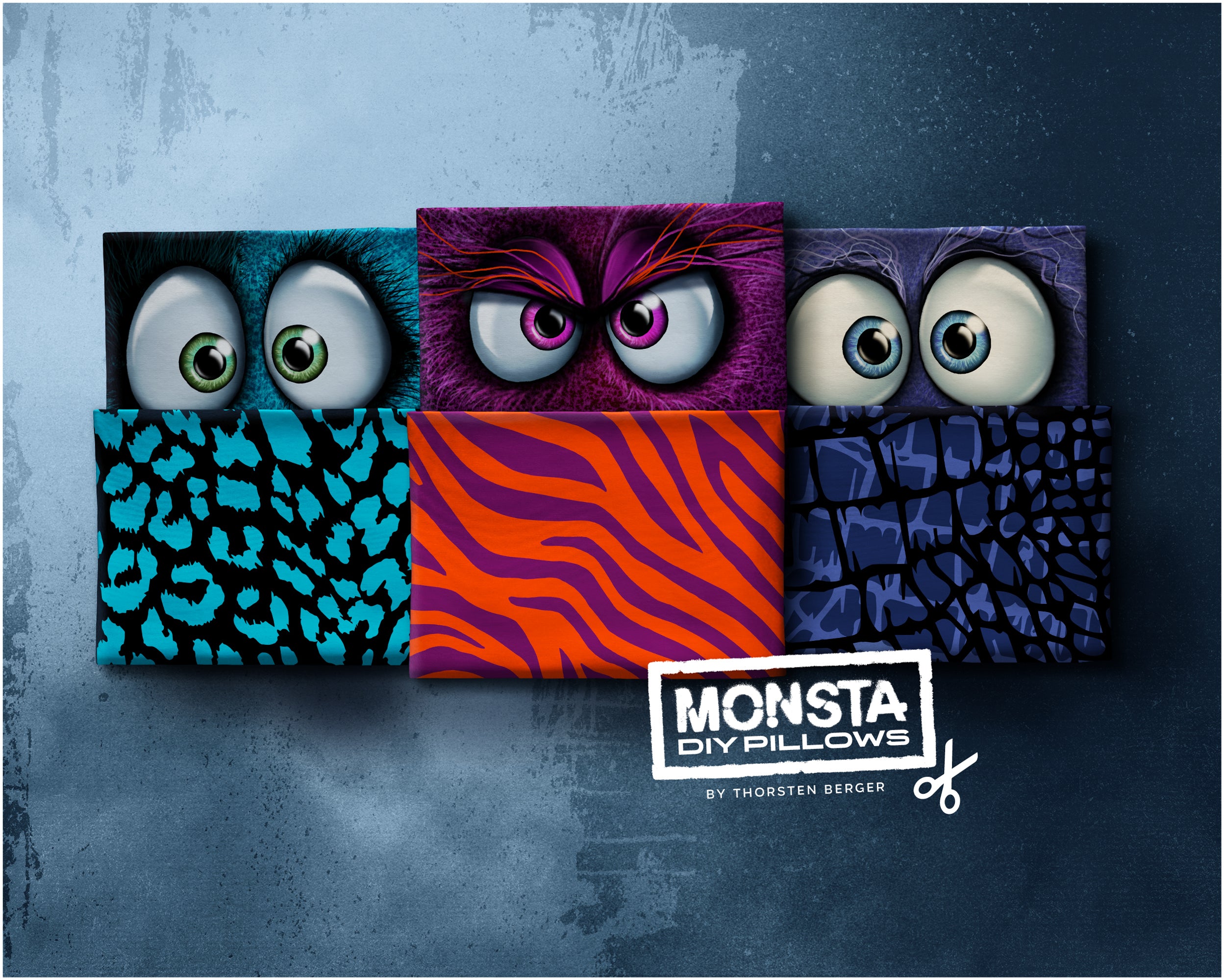 Samt Swafing Kissen PANEL ca. 120 cm x 140 cm MONSTA BAGS by Thorsten Berger - Beere