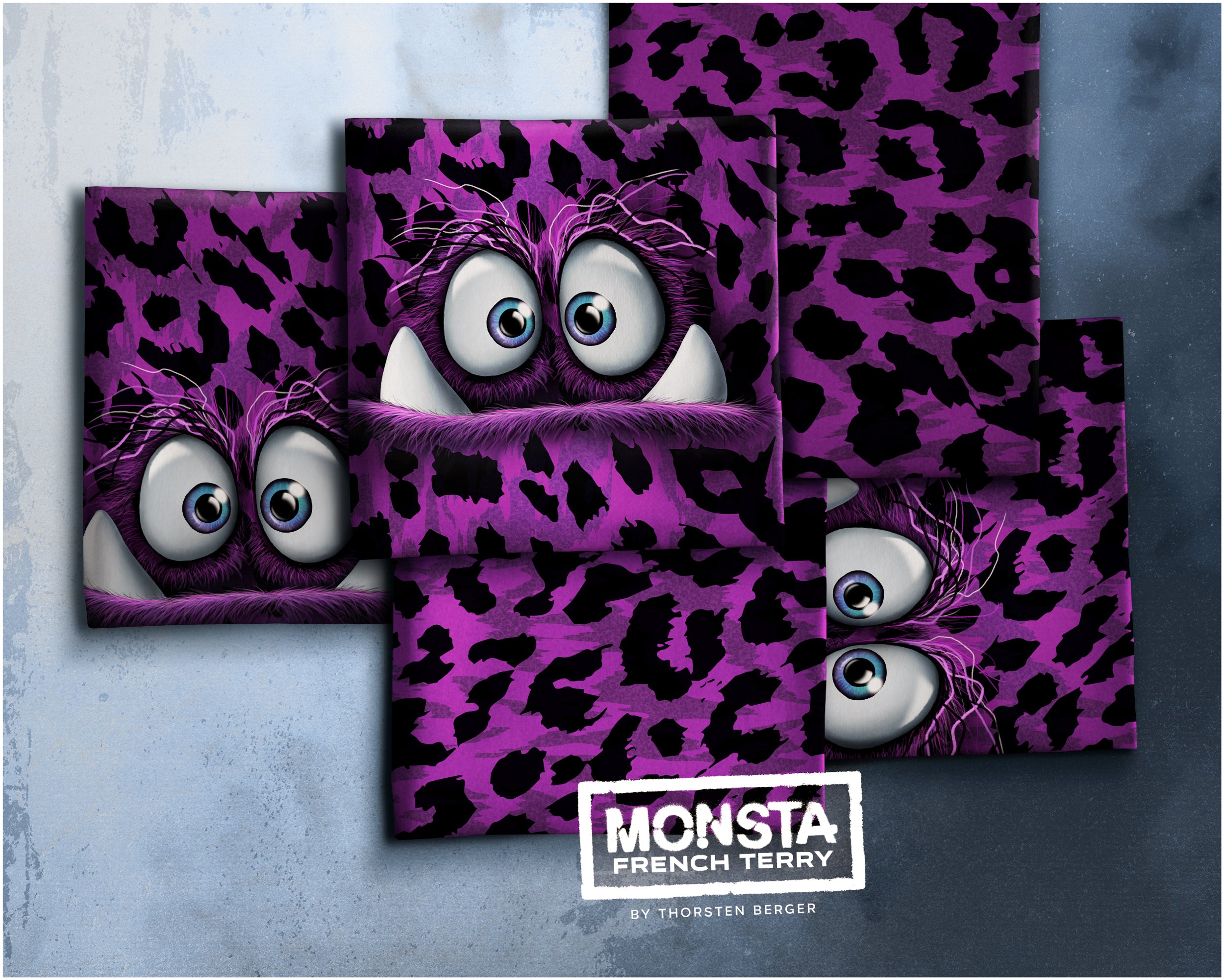 French Terry Swafing PANEL ca. 85 cm x 150 cm MONSTA by Thorsten Berger - Leo - Beere