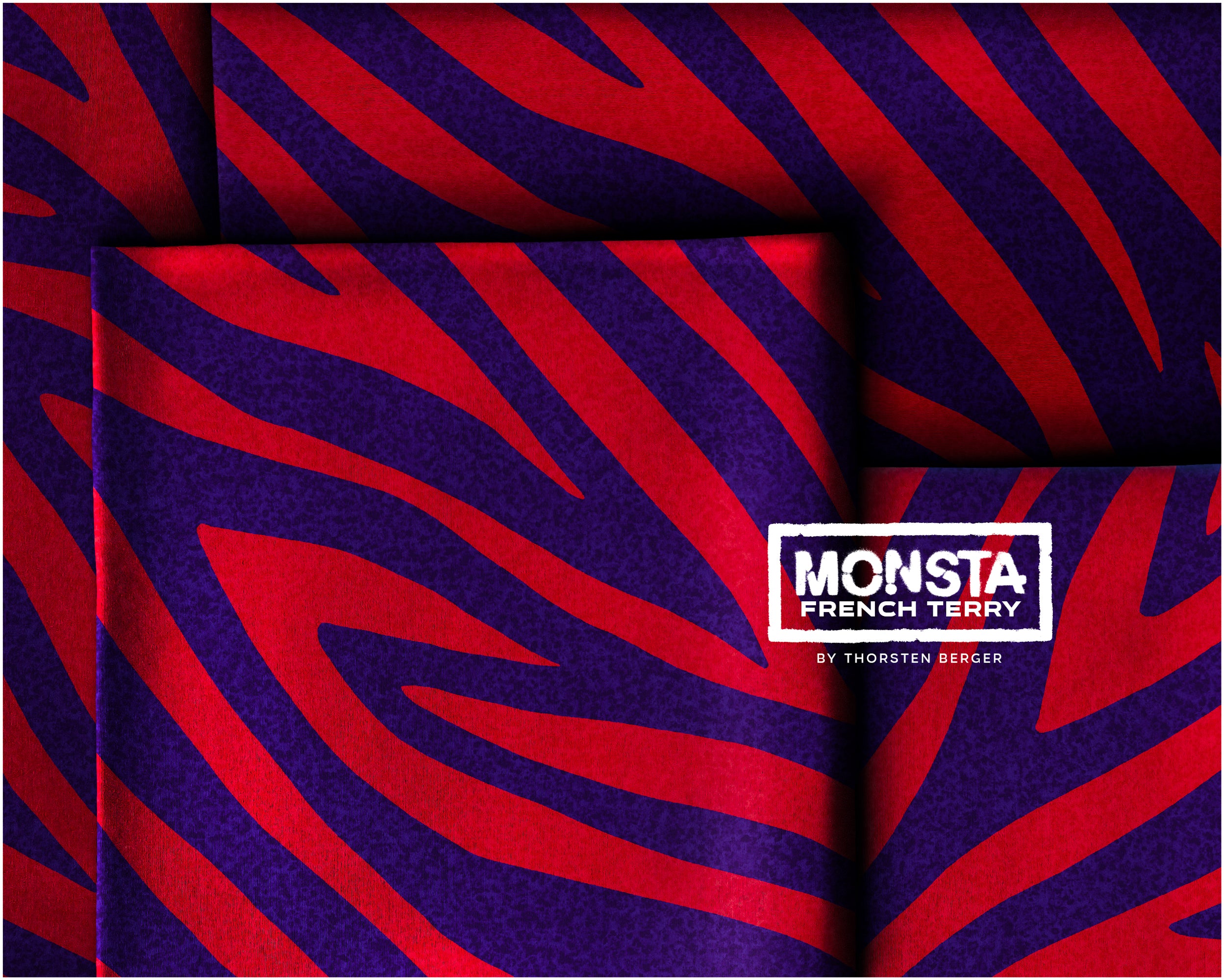 French Terry Swafing PANEL ca. 85 cm x 150 cm MONSTA by Thorsten Berger - Zebra -Rot