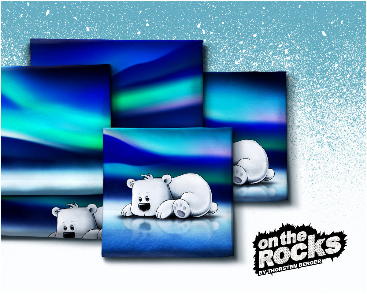 Sweat Swafing PANEL On The Rocks by Thorsten Berger - Eisbär & Polarlichter - blau