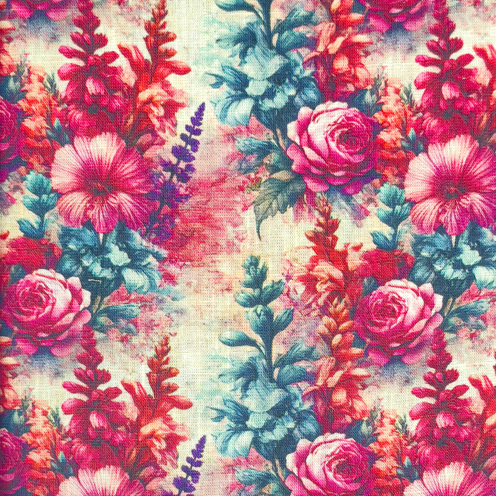 Webware Viskose-Leinen Stoff - Viola Blumenmuster