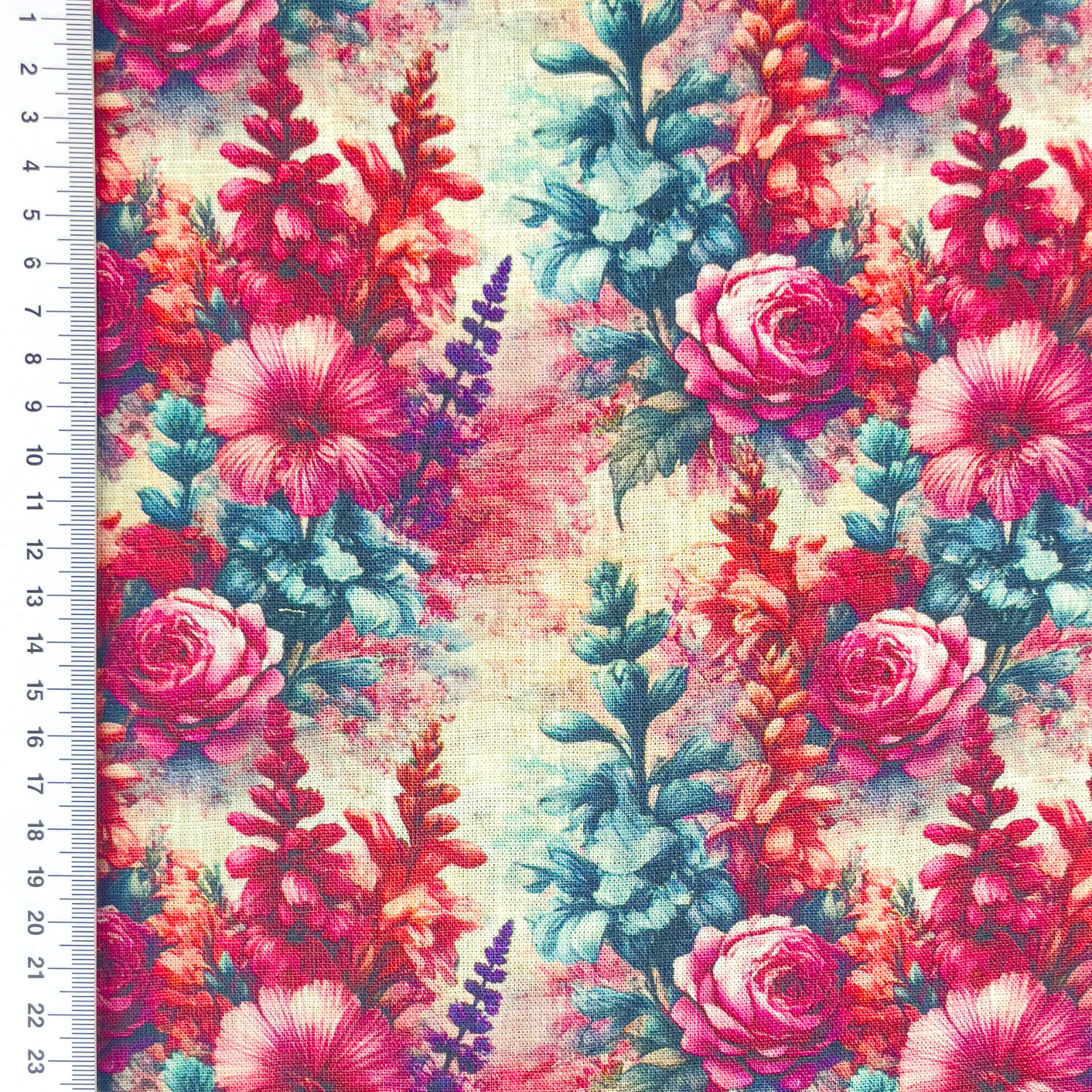 Webware Viskose-Leinen Stoff - Viola Blumenmuster