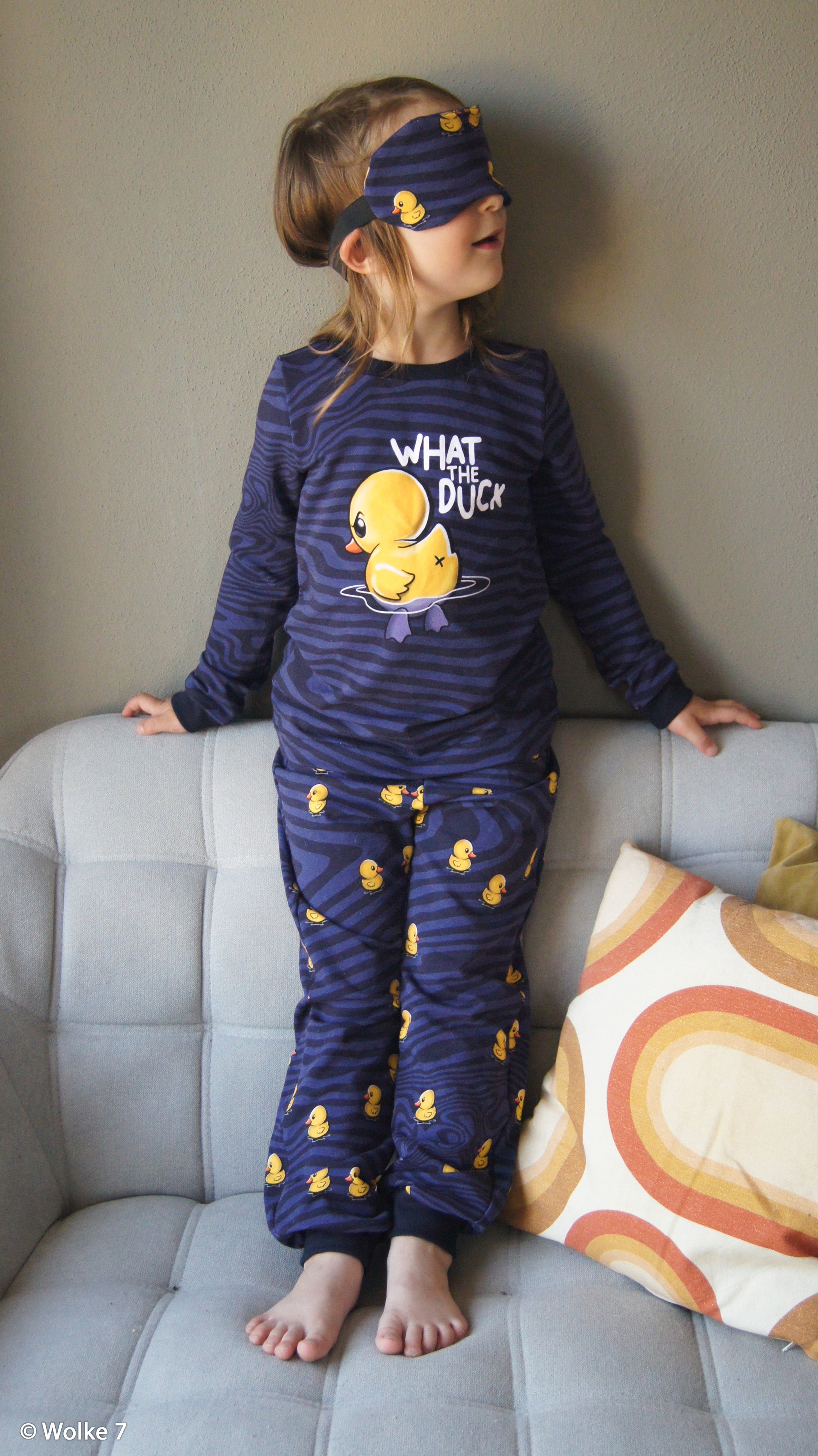 French Terry Swafing PANEL ca. 85 cm x 150 cm What the Duck by Thorsten Berger - dunkelblau