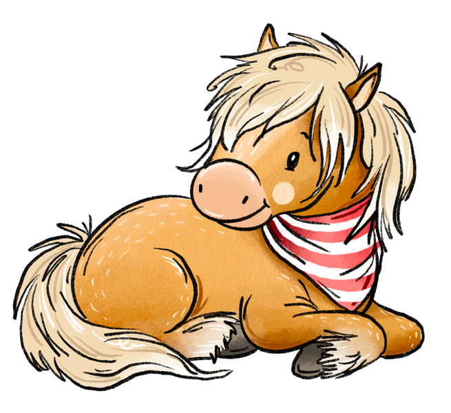 Bügelbild Applikation - Katzengold Design PferdeHorde - Goldmähnen-Pony liegend