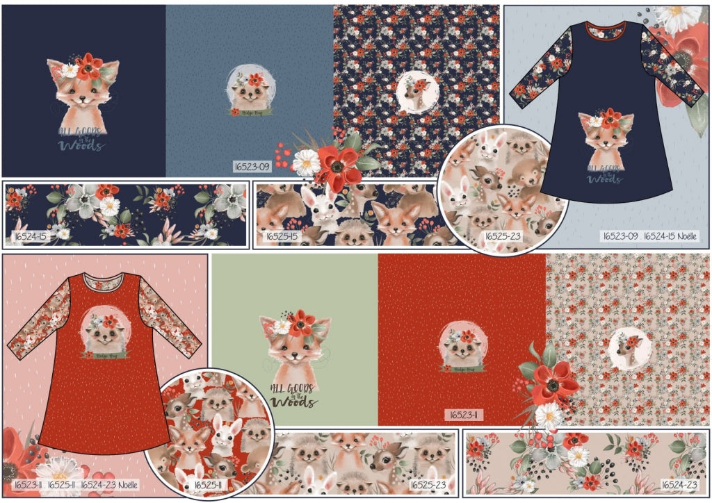 French Terry Digitaldruck Stenzo - süße Waldtiere - rot