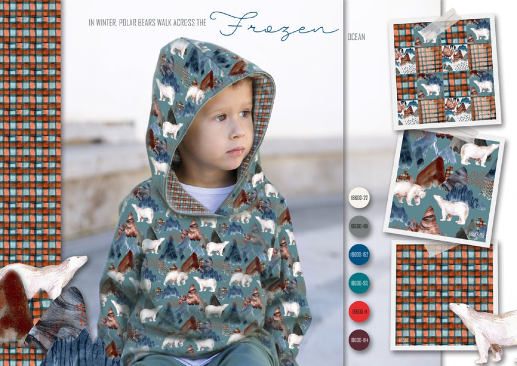 French Terry Digitaldruck Stenzo - Eisbären auf Karomuster