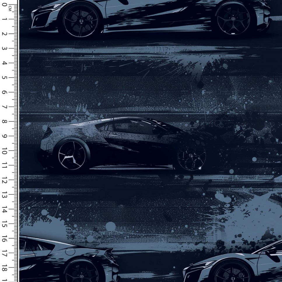 🚗 Baumwolle Jersey Stoff Digitaldruck -Sportwagen