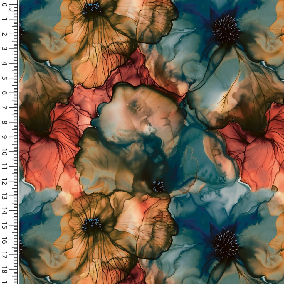 Baumwolle Jersey Stoff Digitaldruck - Wasserfarben - Blumen