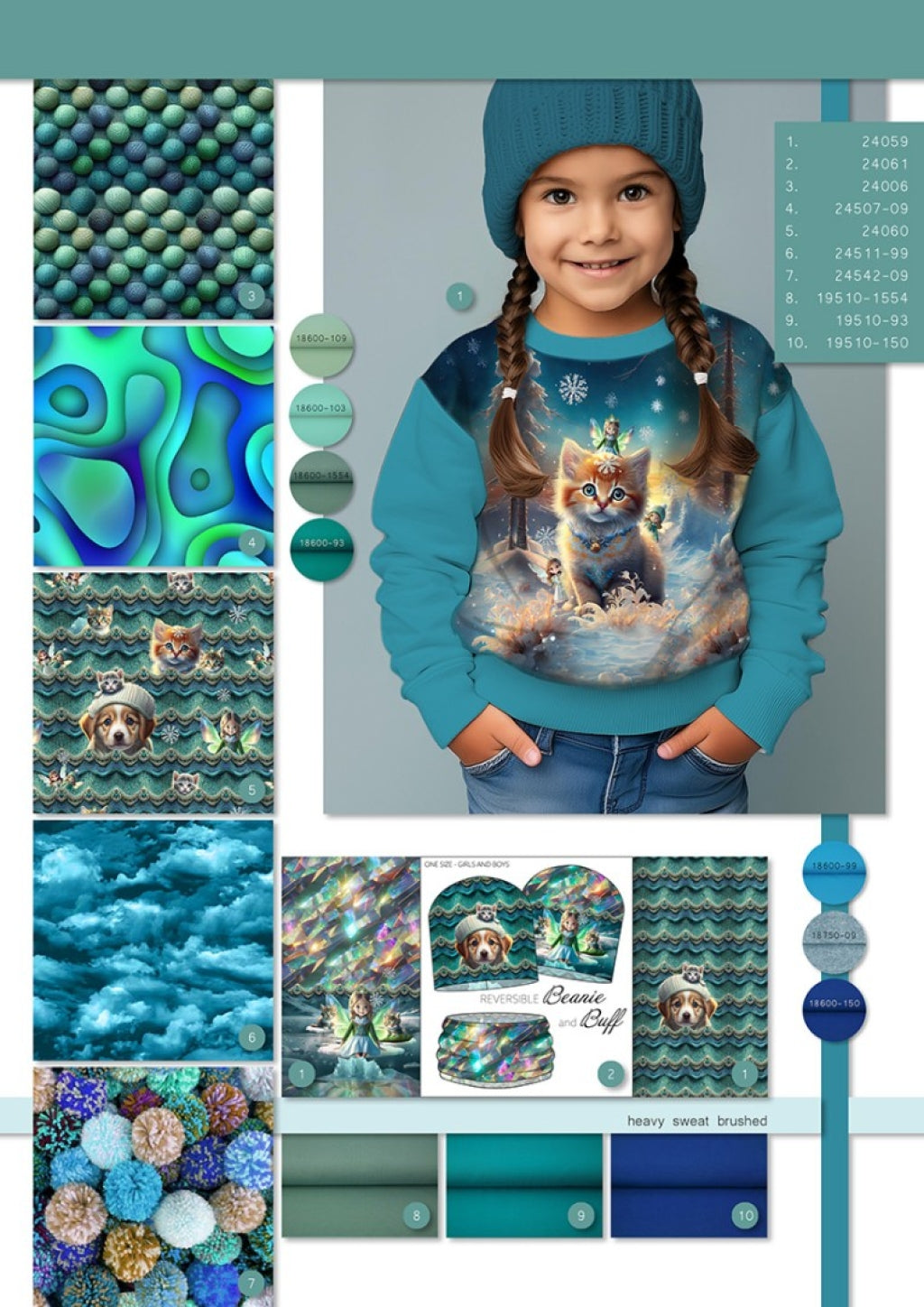 French Terry Mützen- & Loop-Panel „Hund & Kätzchen“ – Digitaldruck