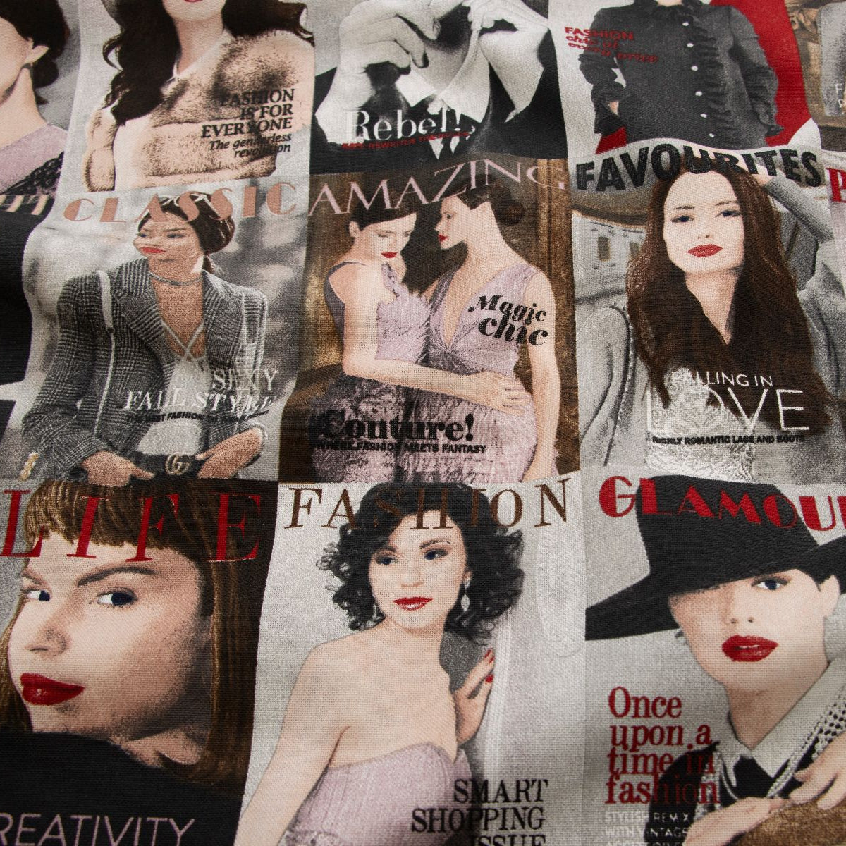 Dekostoff Half-Panama Leinenoptik - Zeitschriftenmotive - natur