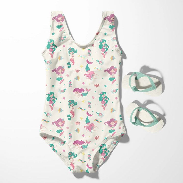 Swimwear Jersey Badestoff UV Protection UPF 50 Meerjungfrau - wollweiß