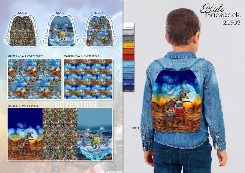 Canvas Taschen- & Rucksackpanel „Dino Adventure“ – Digitaldruck