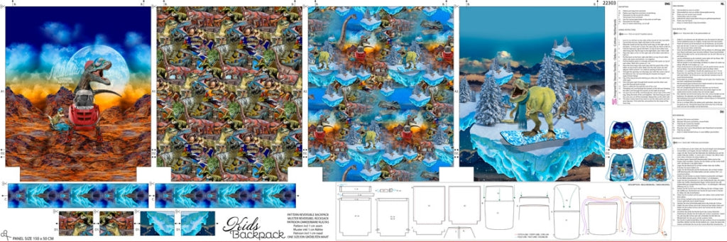 Canvas Taschen- & Rucksackpanel „Dino Adventure“ – Digitaldruck