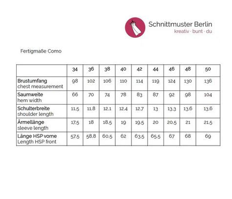 Papierschnittmuster Bluse Como