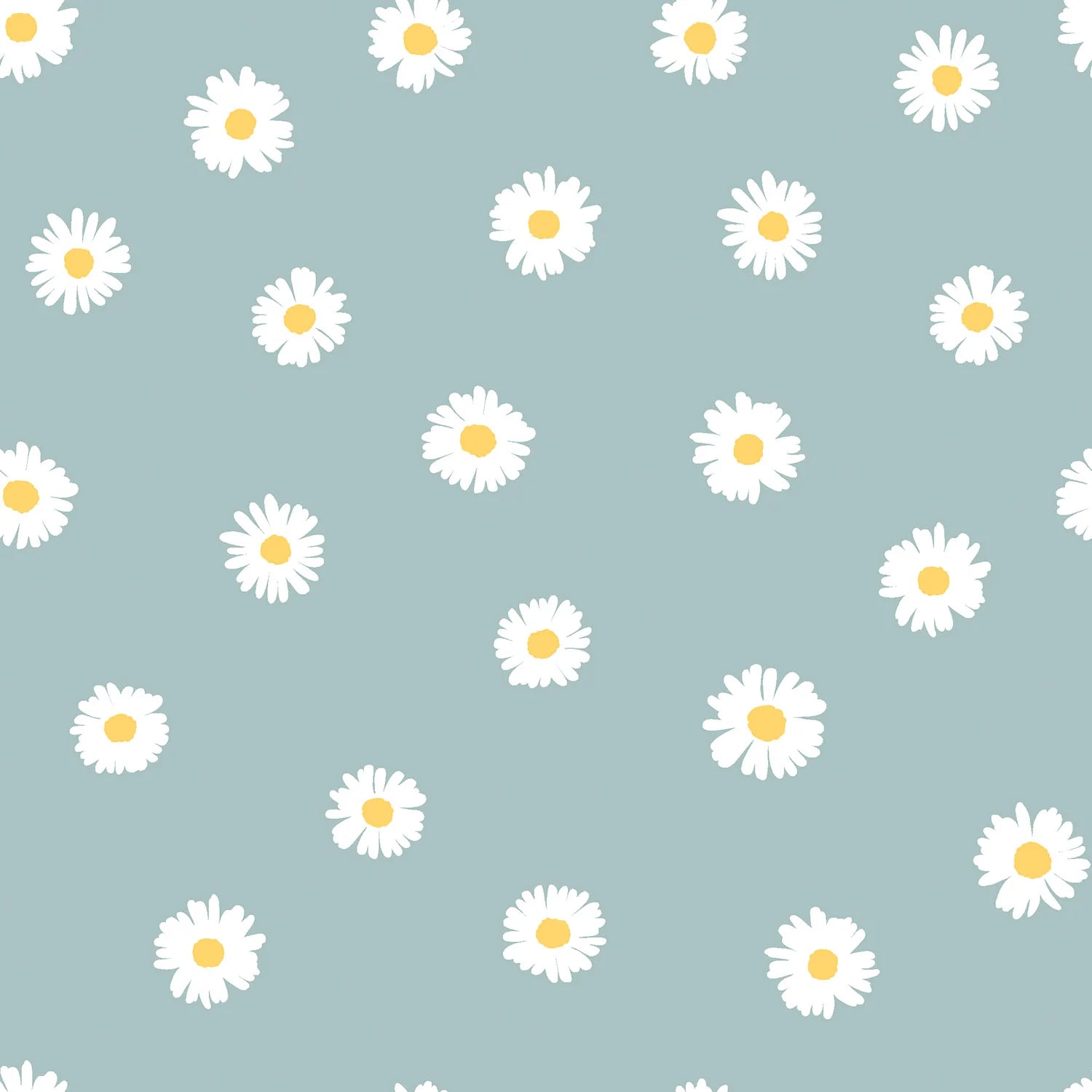 🌼 Ripp-Jersey Stoff Digitaldruck - Gänseblumen - Babyblau