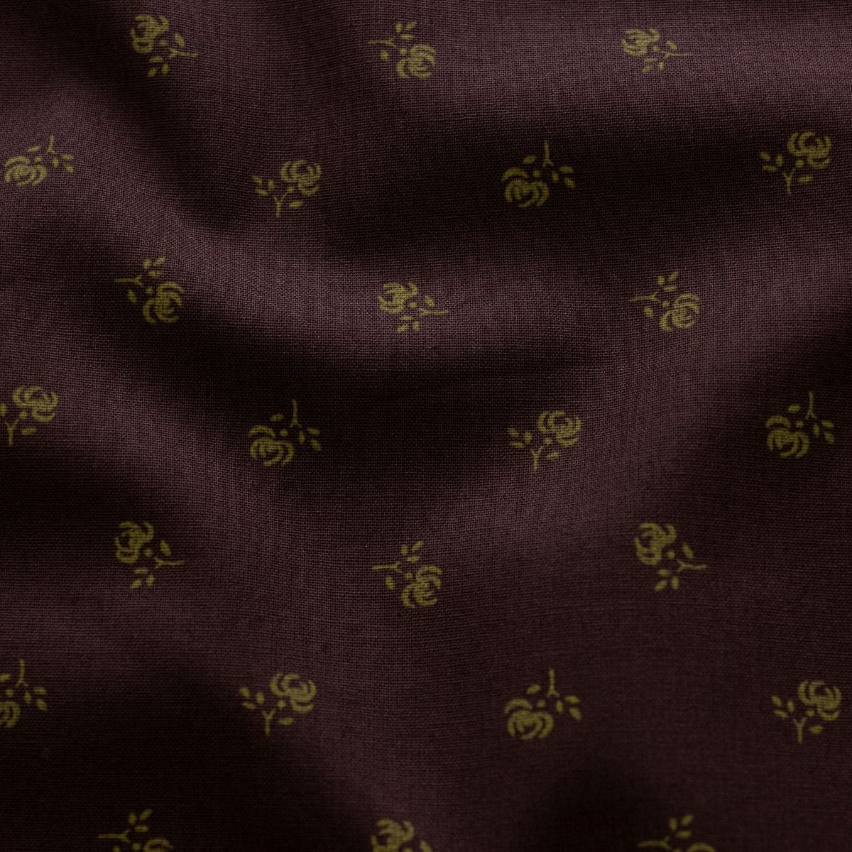 Webware Baumwolle Renforcé mercerisiert für Trachten - kleine Röschen - dunkelbraun