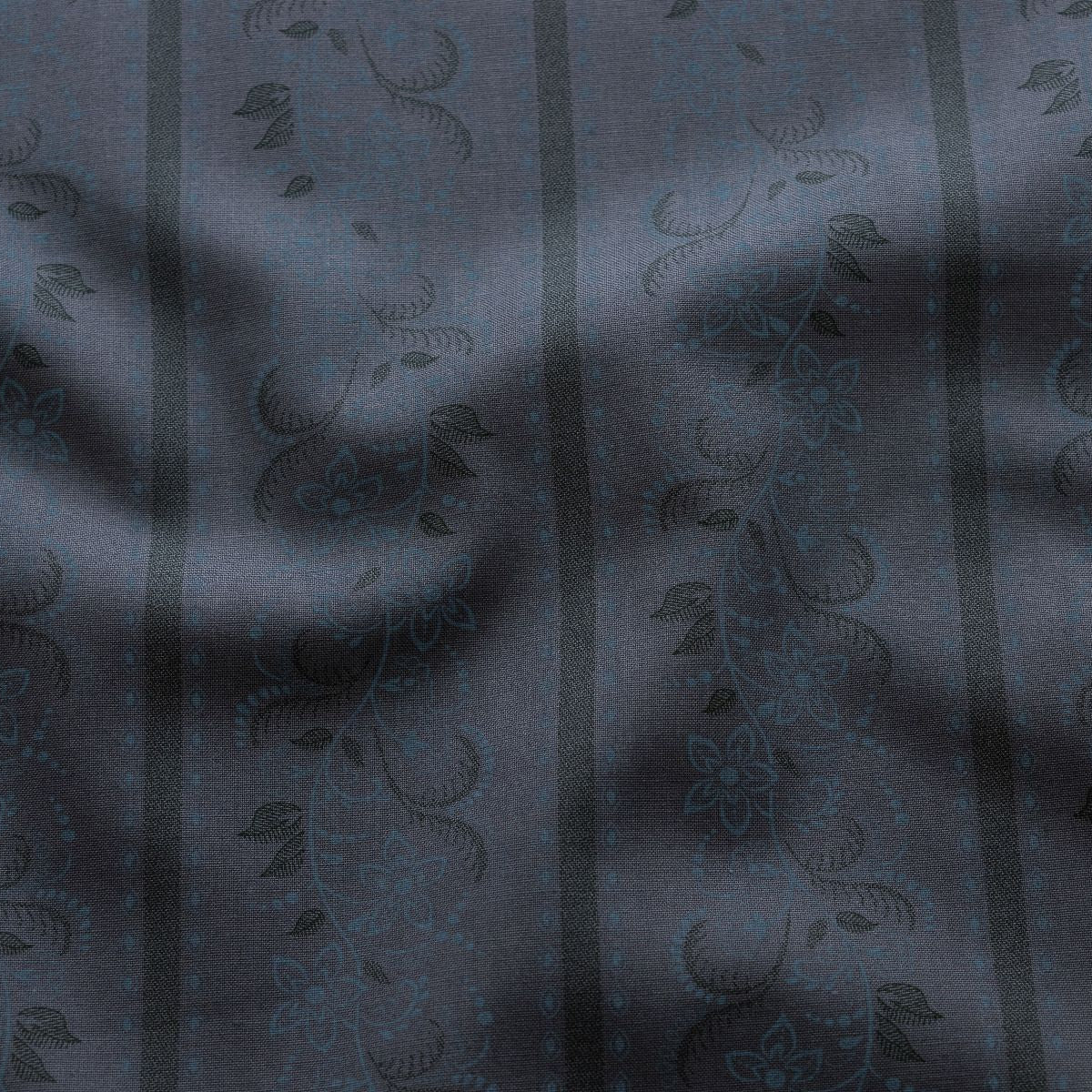 Webware Baumwolle Renforcé mercerisiert für Trachten - verschnörkelte Blumenranken - grau