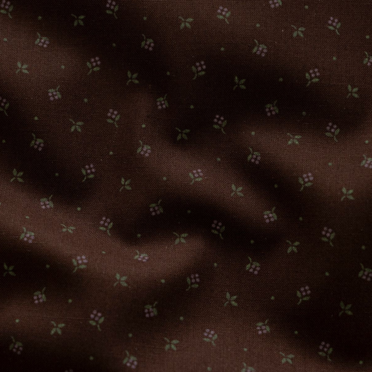 Webware Baumwolle Renforcé mercerisiert für Trachten - kleine Beerenzweige - dunkelbraun