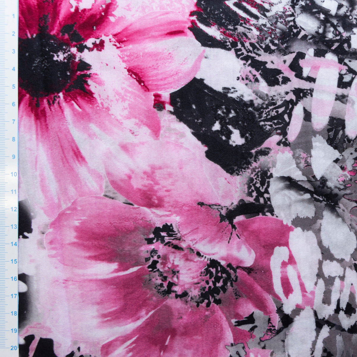 Jersey Digitaldruck - Zauberhafte Blüten - Weiß - Rosa