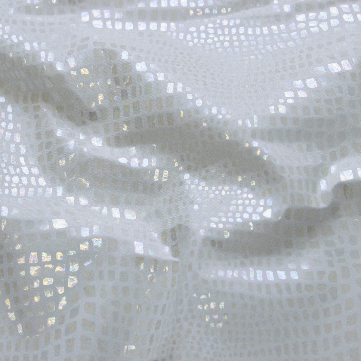 Webware mit Foliendruck - Reptilienmuster - Weiß