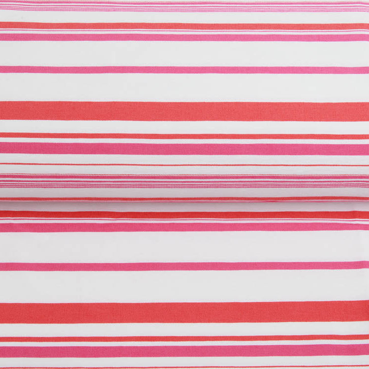 Jersey - Elastische Hosenstoff - Streifenmix - weiß