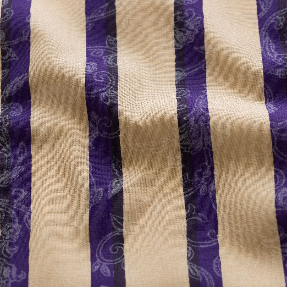 Webware Baumwolle Renforcé mercerisiert für Trachten - Streifen und Muster - lila-beige