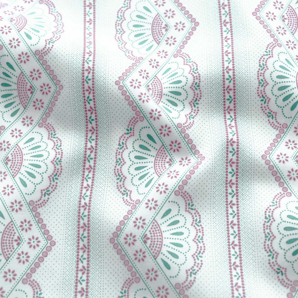 Webware Baumwolle Renforcé mercerisiert für Trachten - Ornamentstreifen - weiß