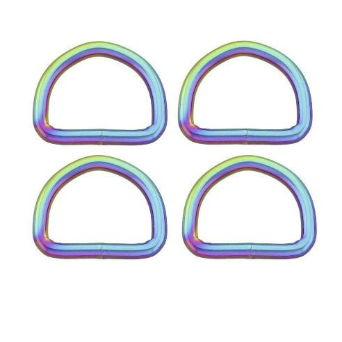 Halbrundringe / D-Ringe Metall - 4 Stück ca. 26 mm - regenbogen