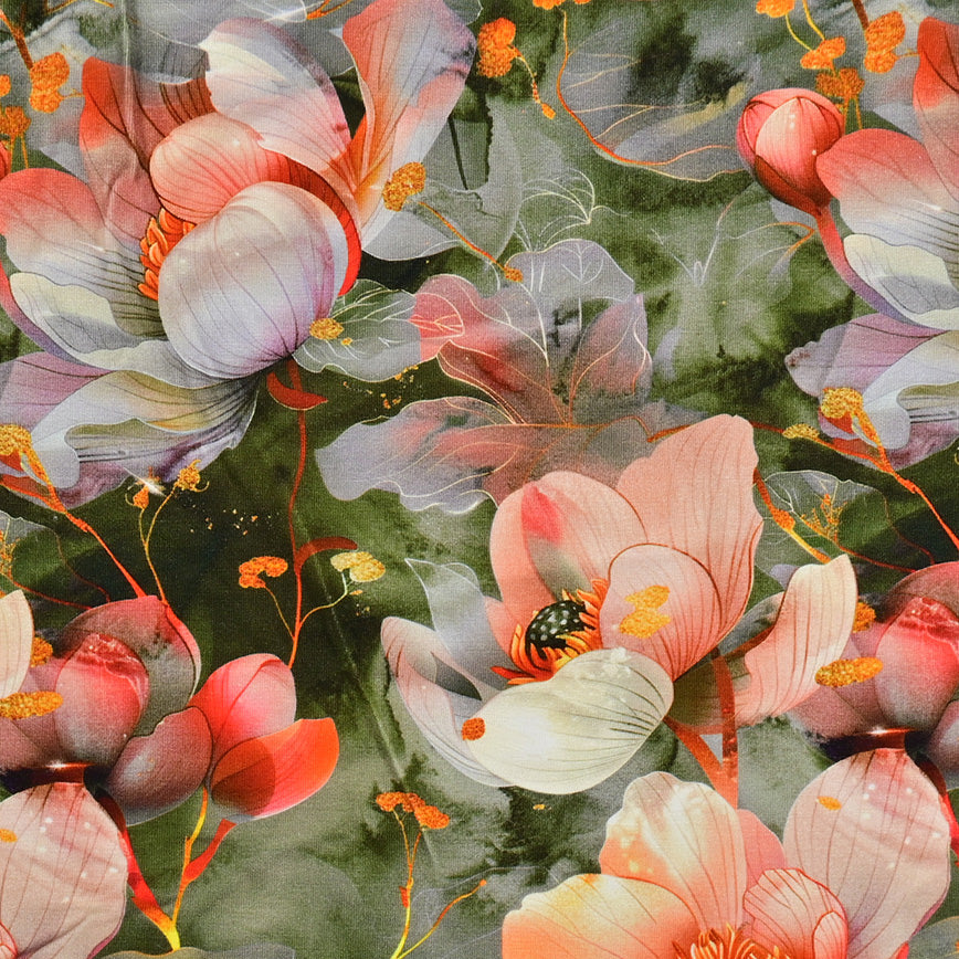 Bambus Jersey Stoff Digitaldruck - Poppy Blumen
