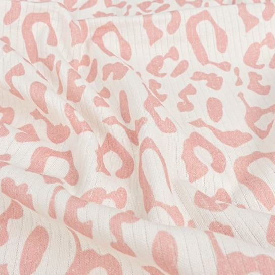 Ripp-Jersey Digitaldruck - Leomuster - wollweiß