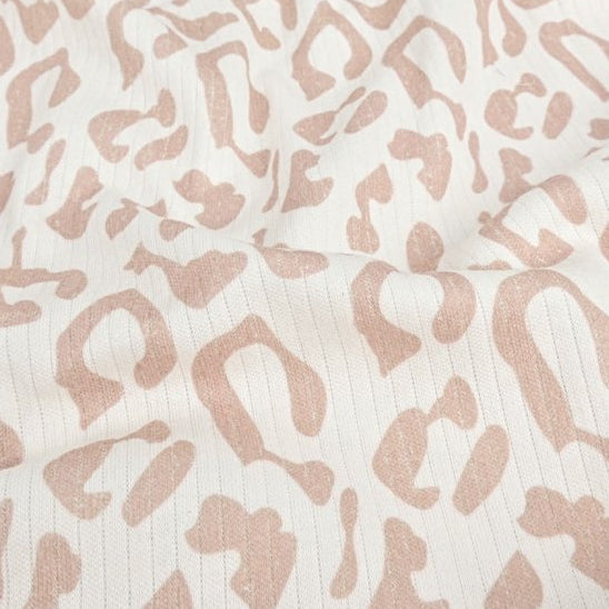 Ripp-Jersey Digitaldruck - Leomuster - wollweiß