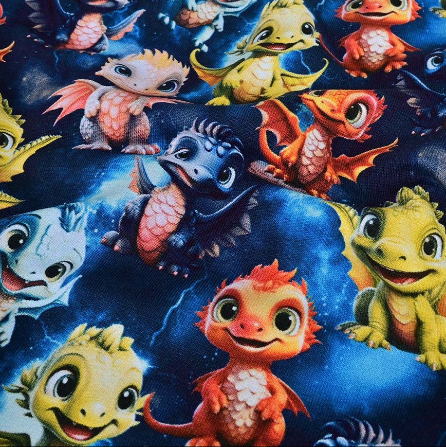 Angerauter Sweat Baby Drachen - Königsblau