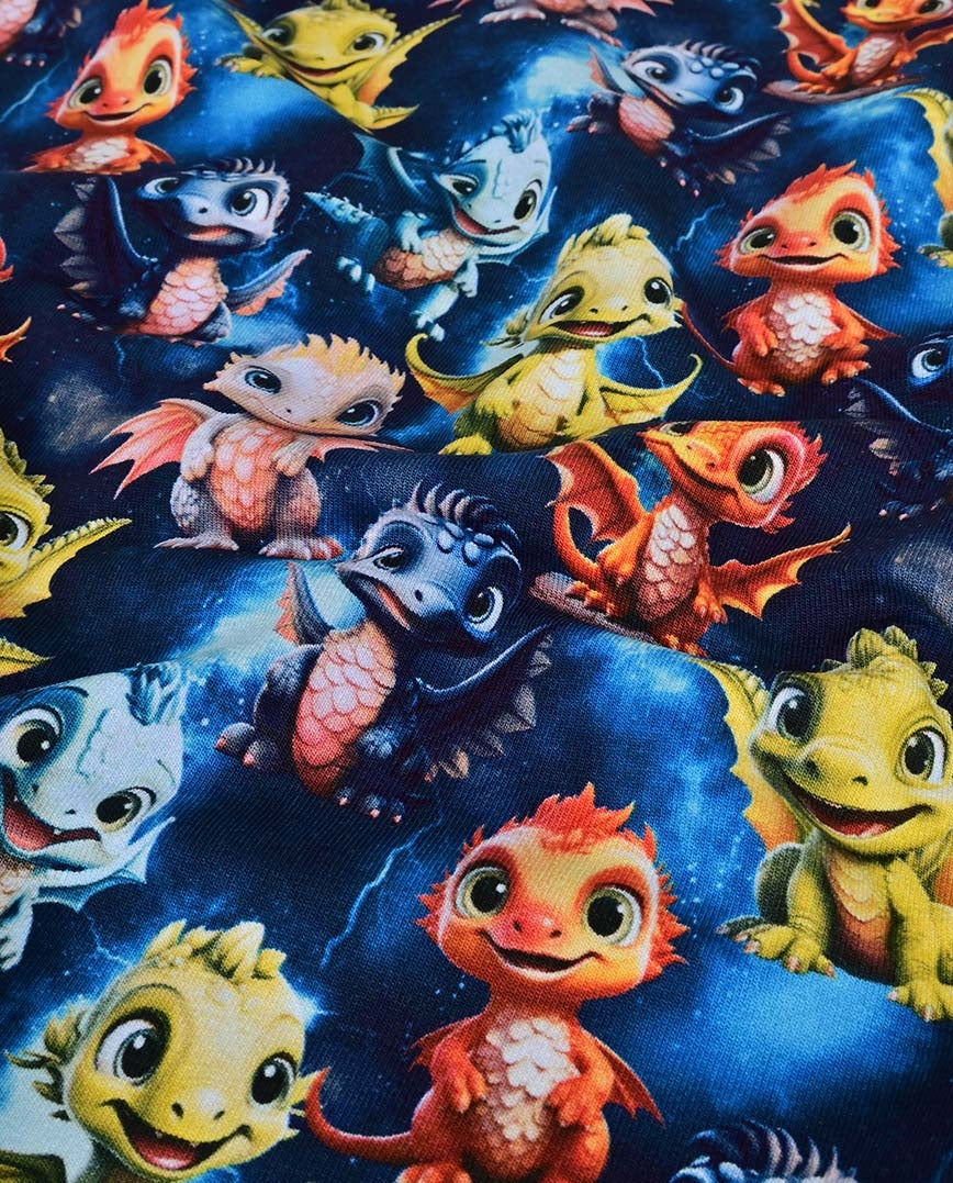 Angerauter Sweat Baby Drachen - Königsblau