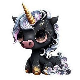 Transfer-Applikation zum Aufbügeln - niedliches dunkles Einhorn