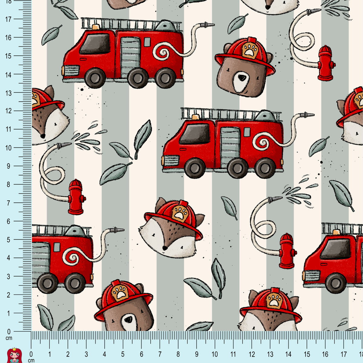 Eigenproduktion Ripp-Jersey FireTeam Katzengold-Design - Feuerwehr - grau