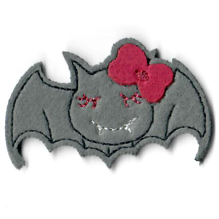 Stick - Applikation zum AufbĂŒgeln ca. 5,0 cm x 3,0 cm - sĂŒĂe Fledermaus - grau
