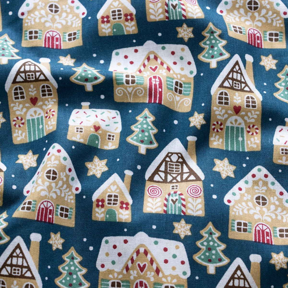 Webware Baumwolle Christmas - Lebkuchenhäuser