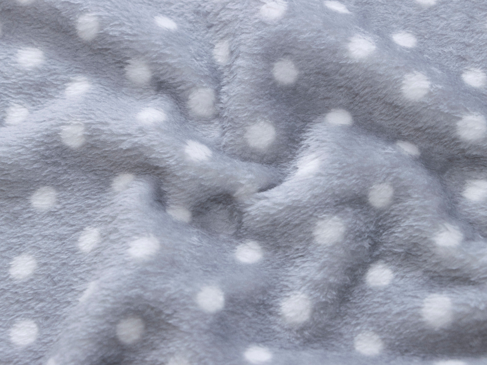 Wellnessfleece Doubleface - Bauernhof und Punkte - grau