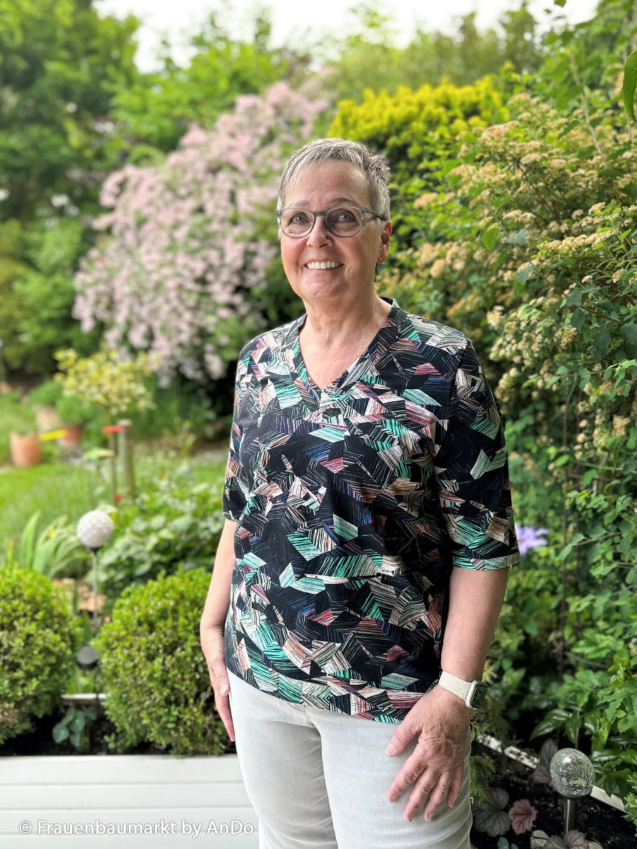 Jersey Baumwolle Swafing Patty - Retromuster - schwarz