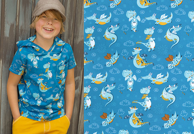 Jersey Swafing Dragon by Birgit Boley - Wikingerjunge Pipar - dunkles türkis