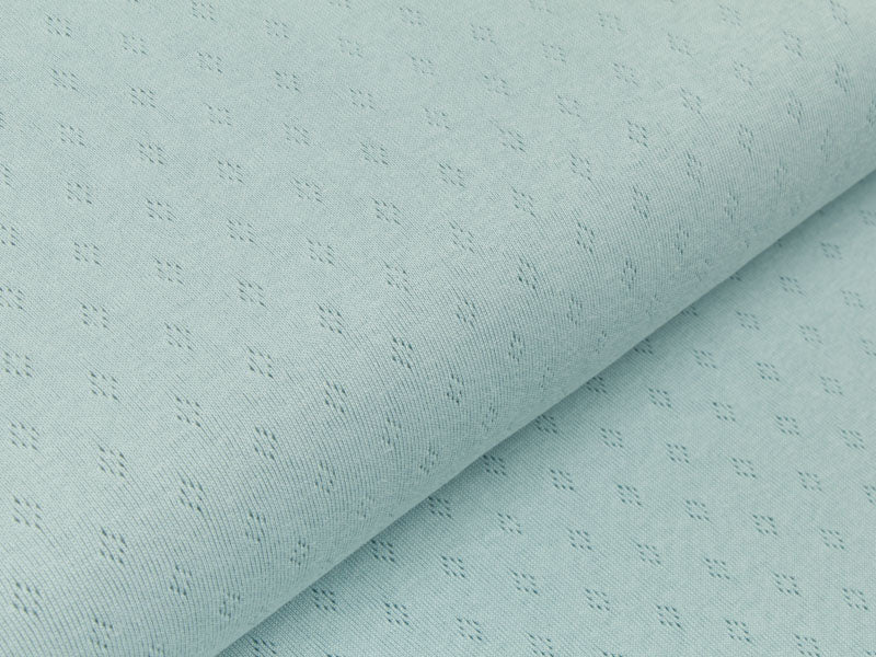 Baumwolle-Feinstrick - Pointoille Lochmuster - aqua
